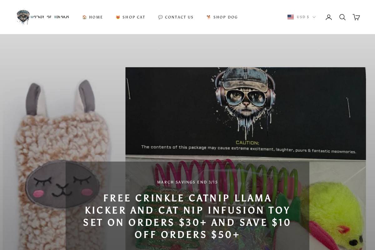 motherofbengals.com homepage screenshot