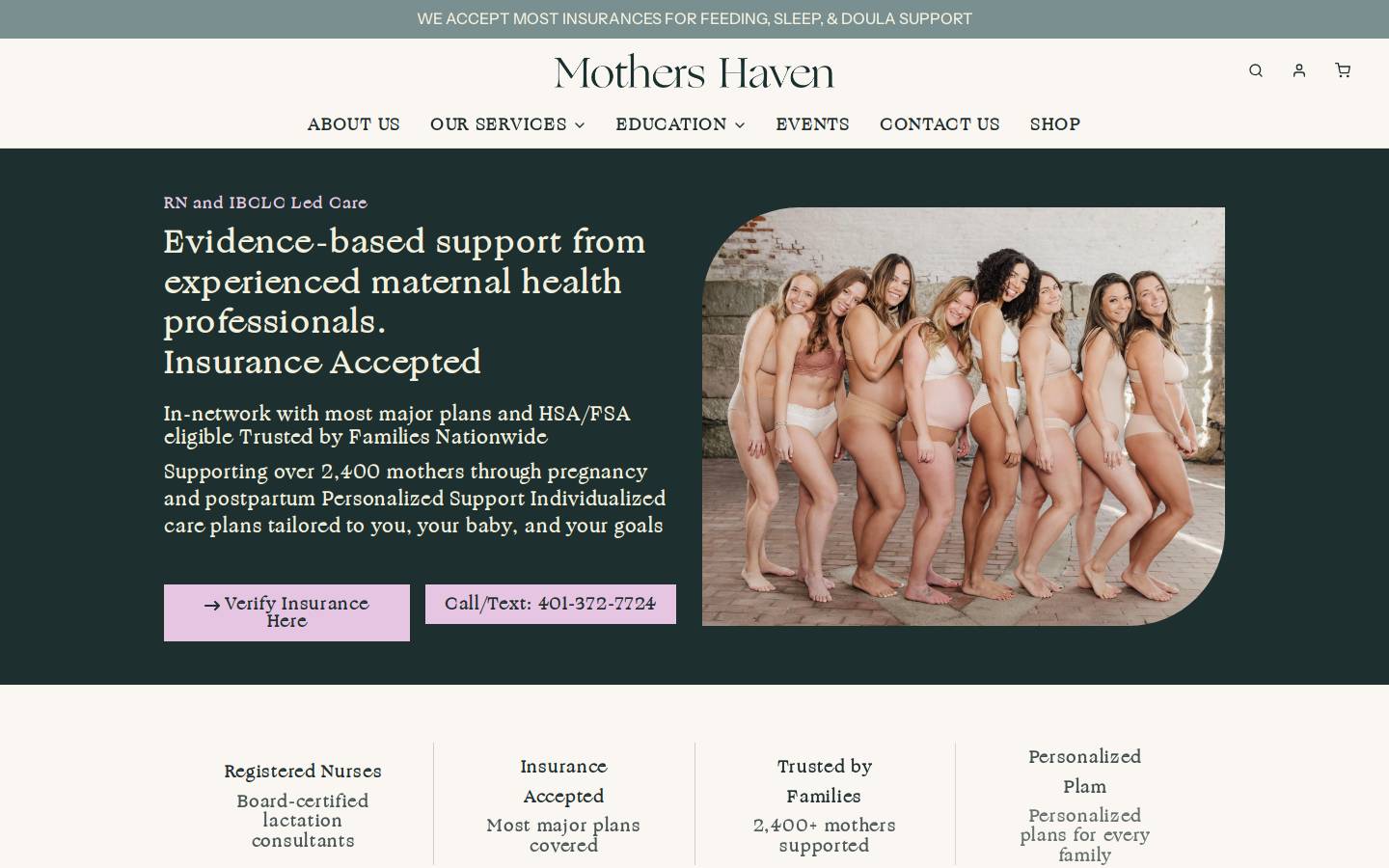 mothers-haven.com homepage screenshot