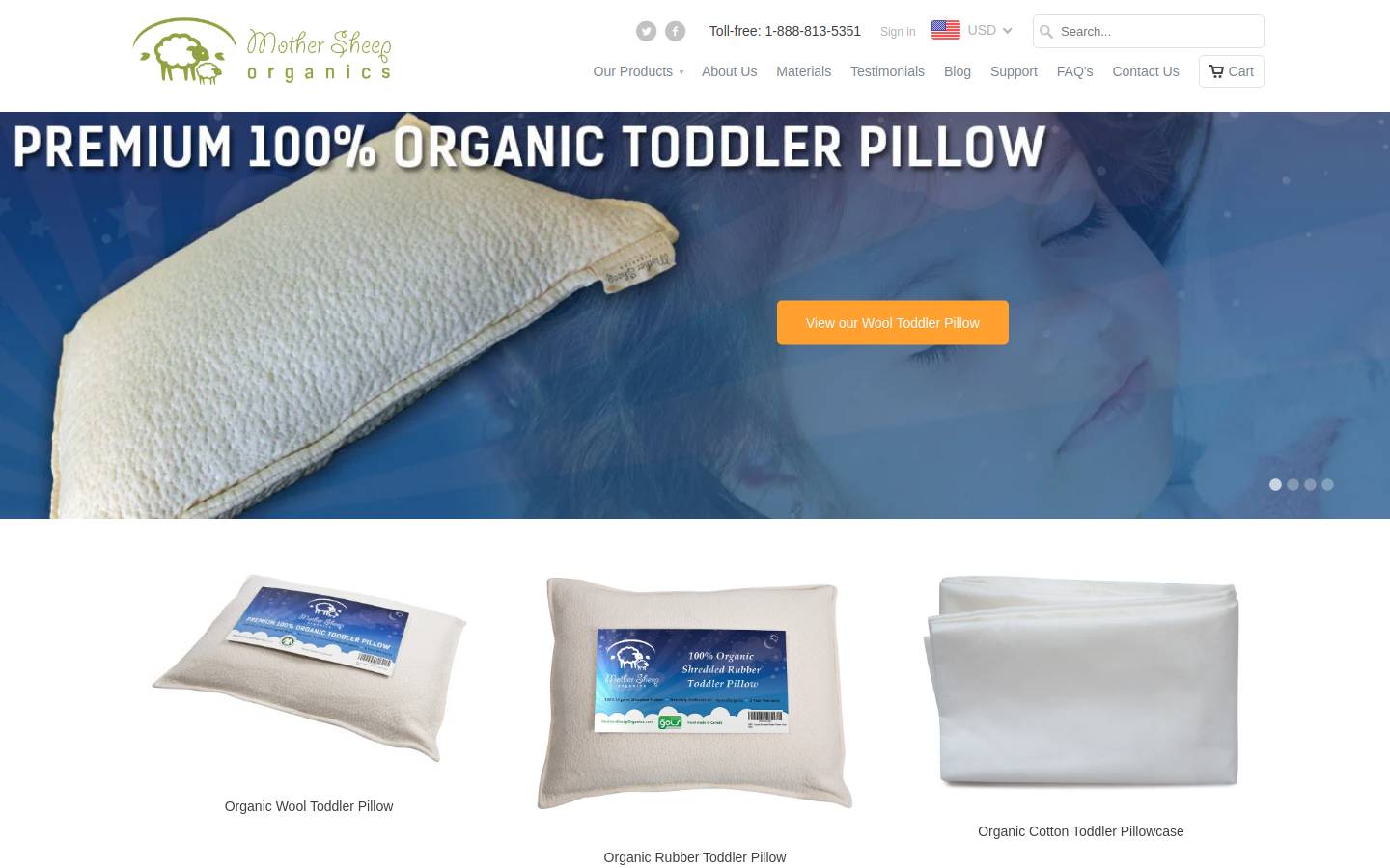 mothersheeporganics.com homepage screenshot