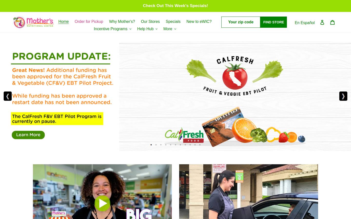 mothersnc.com homepage screenshot