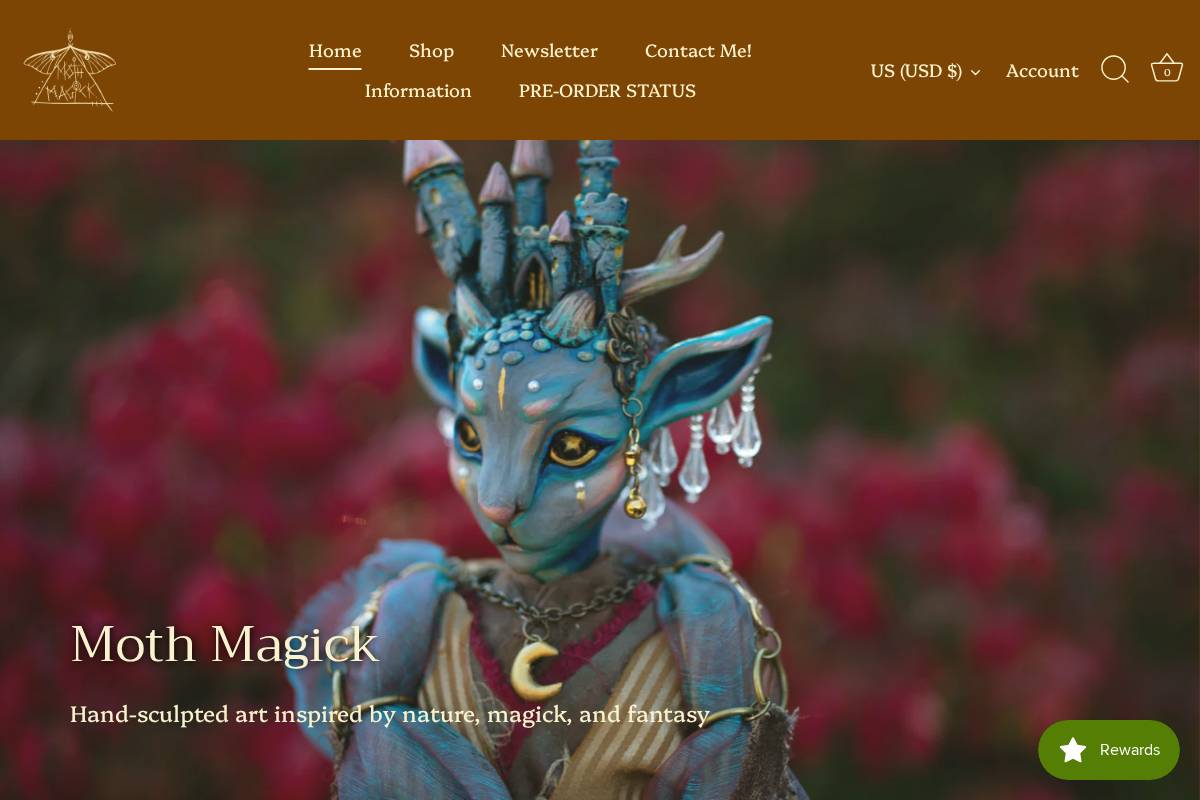 mothmagickshop.com homepage screenshot