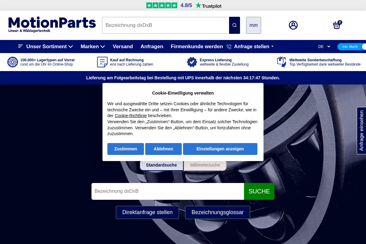 Motionparts homepage screenshot