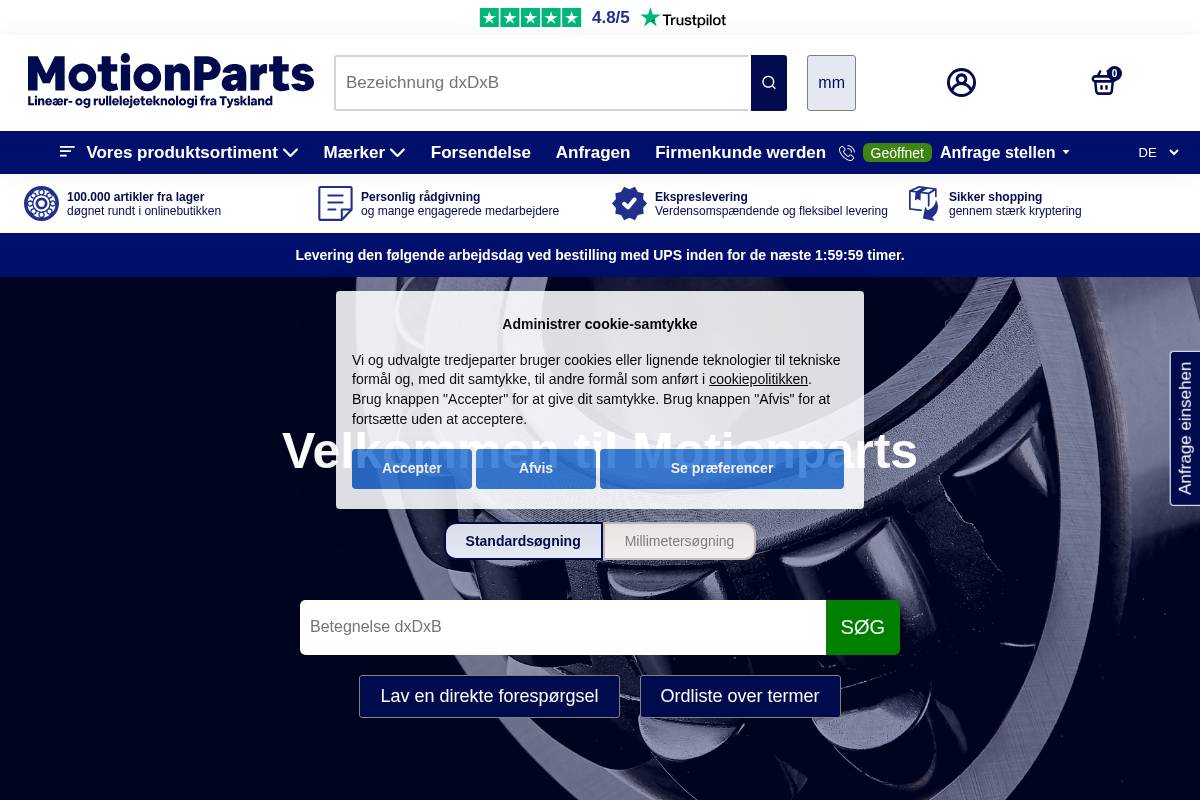 motionparts.dk homepage screenshot