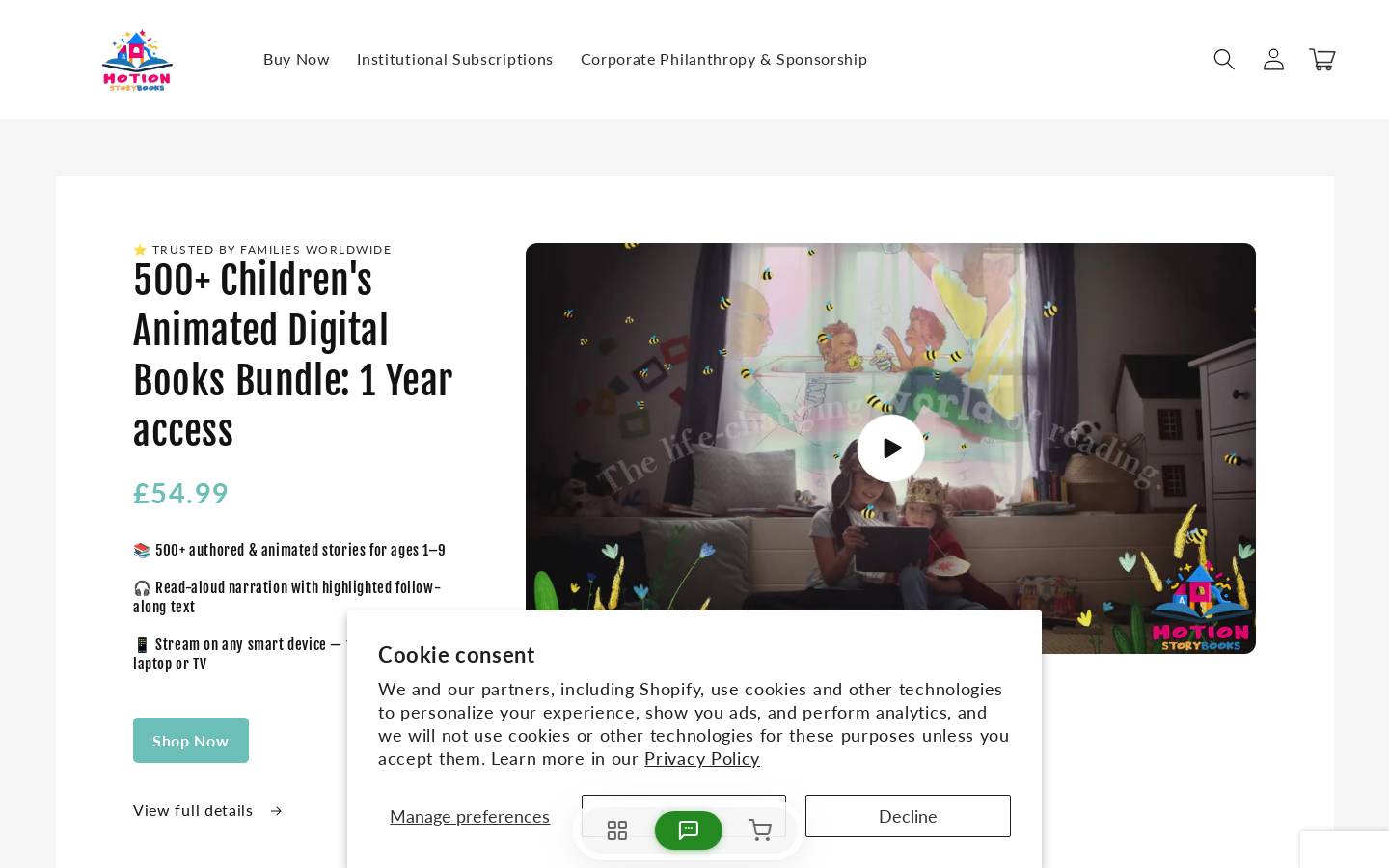 motionstorybooks.com homepage screenshot
