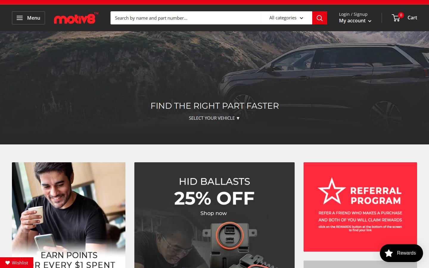 motiv8parts.com homepage screenshot
