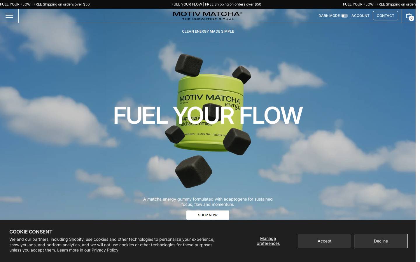 motivmatcha.com homepage screenshot