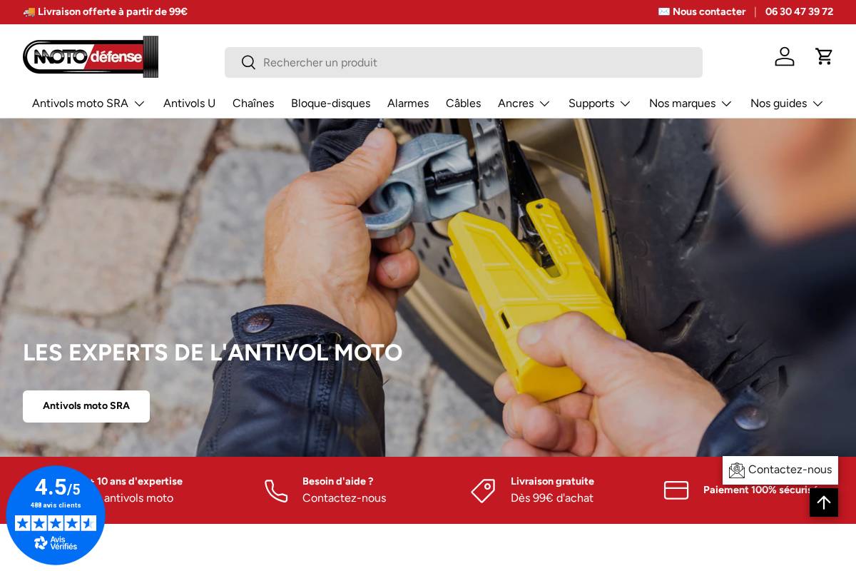 moto-defense.com homepage screenshot