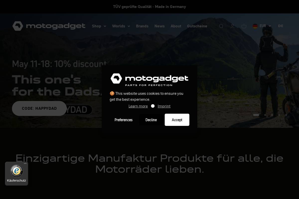 motogadget.com homepage screenshot