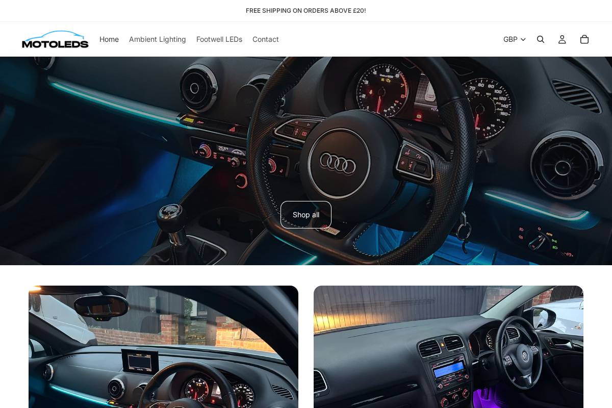 motoleds.com homepage screenshot