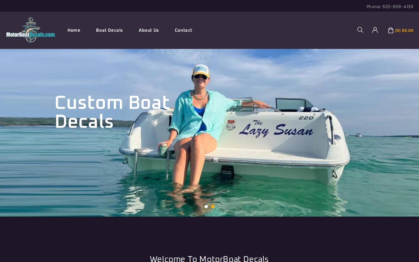 motorboatdecals.com homepage screenshot