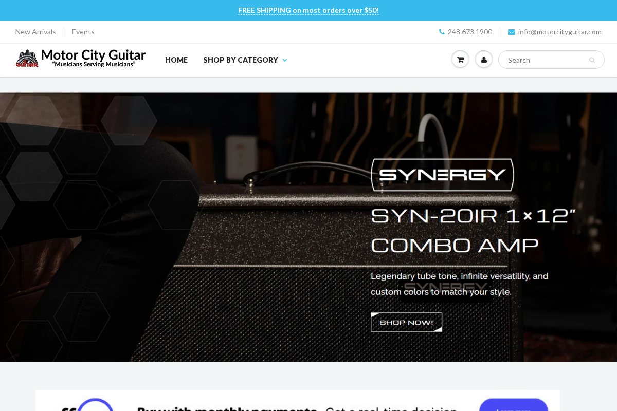 Motor City Guitar homepage screenshot