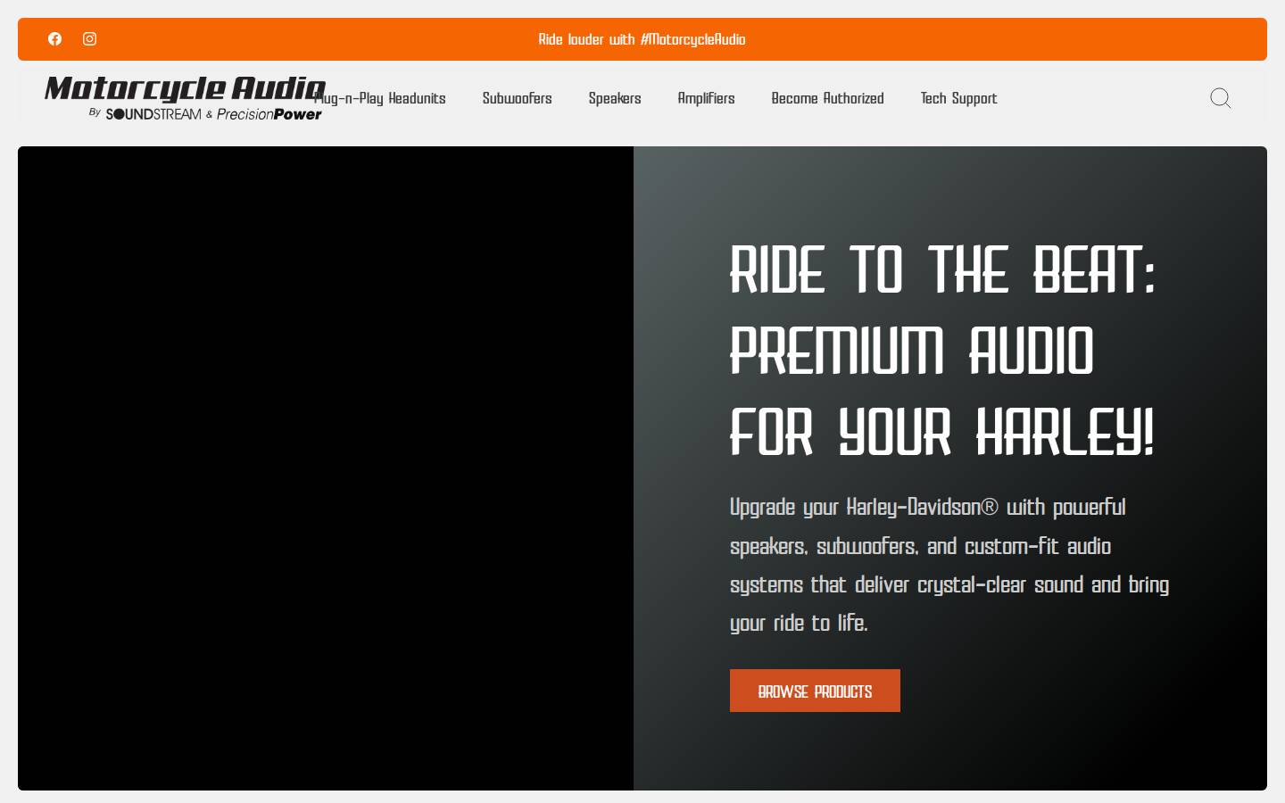 motorcycleaudio.com homepage screenshot