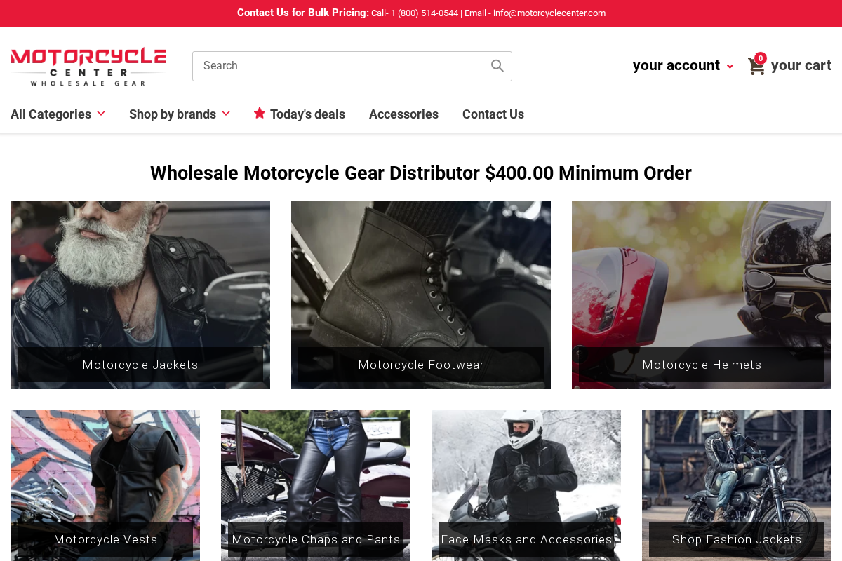 motorcyclecenter.com homepage screenshot