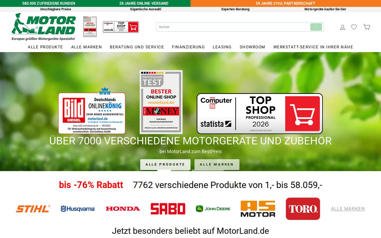 MotorLand.de homepage screenshot