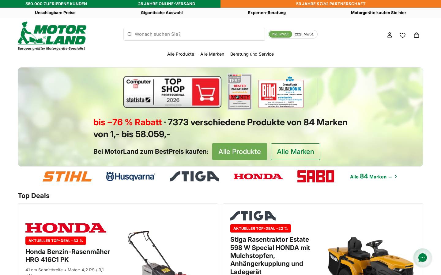 Motorland homepage screenshot