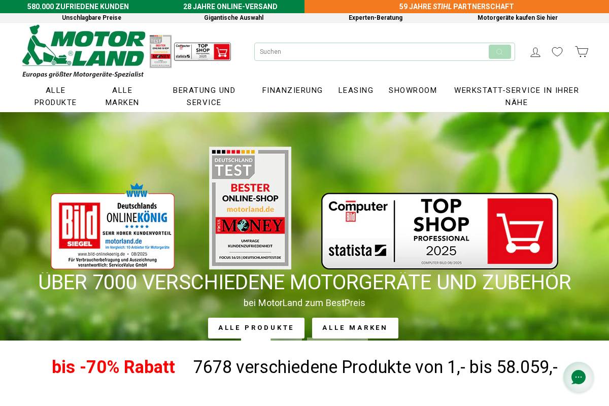 MotorLand.de homepage screenshot