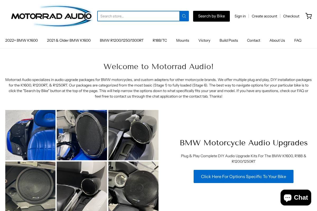 motorradaudio.com homepage screenshot