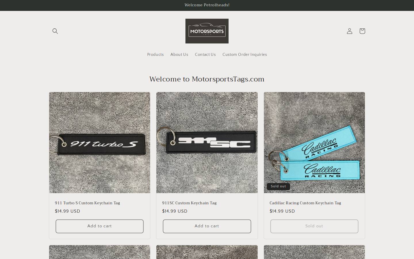 motorsportstags.com homepage screenshot