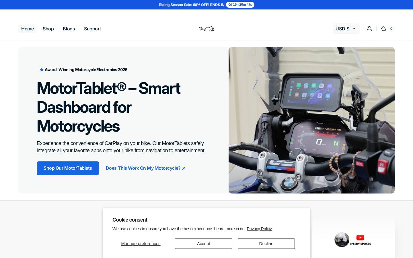 Motortablet homepage screenshot