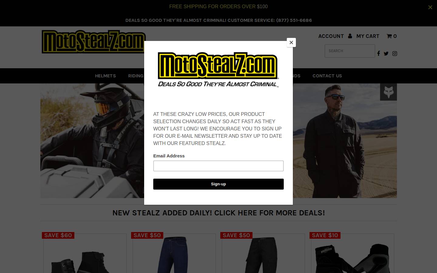 Motostealz homepage screenshot