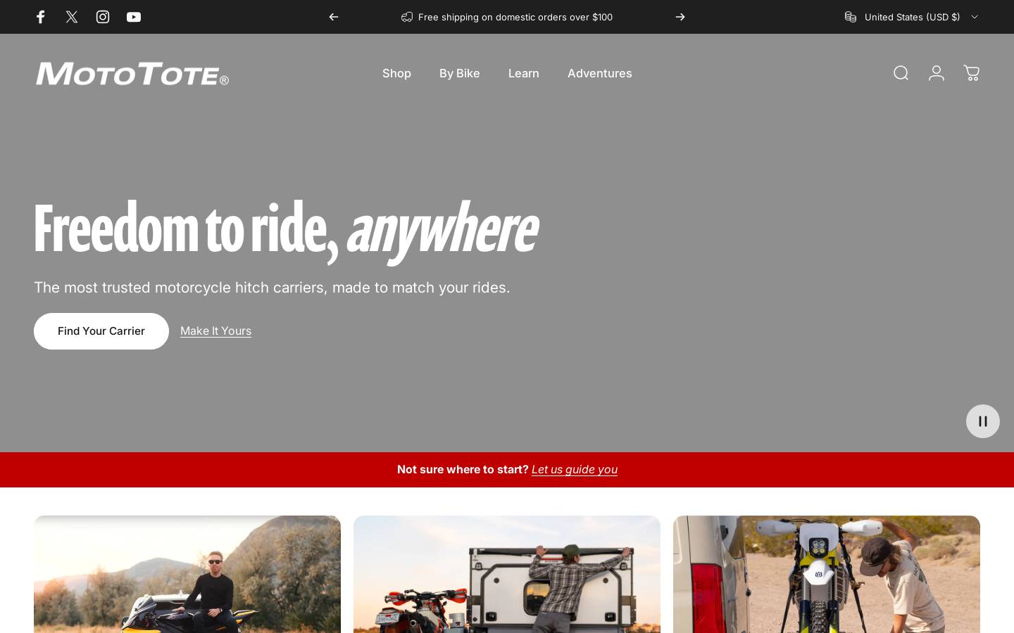 mototote.com homepage screenshot
