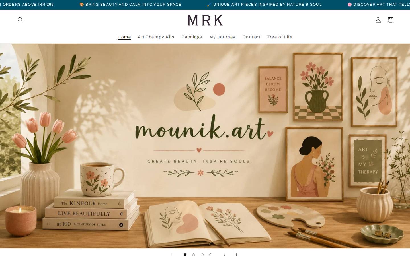 mounik.art homepage screenshot