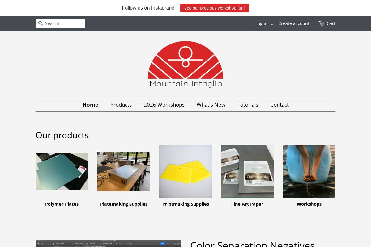 mountain-intaglio.com homepage screenshot