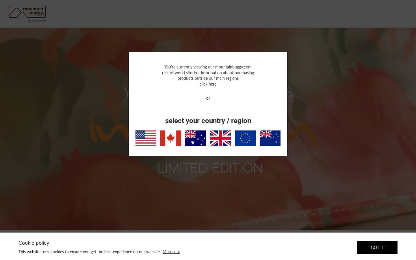 mountainbuggy homepage screenshot