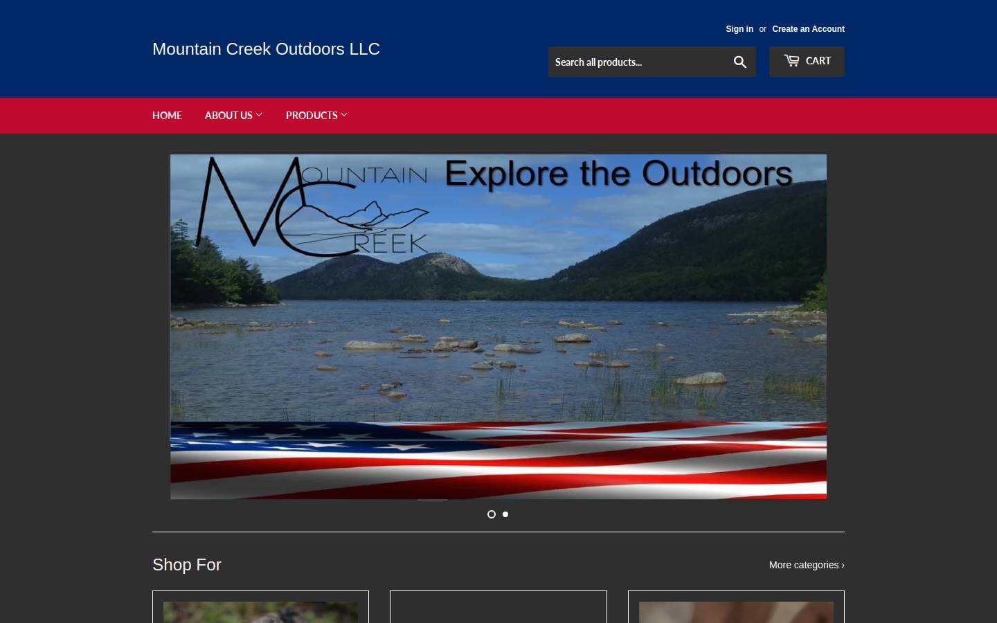 mountaincreekoutdoors.com homepage screenshot
