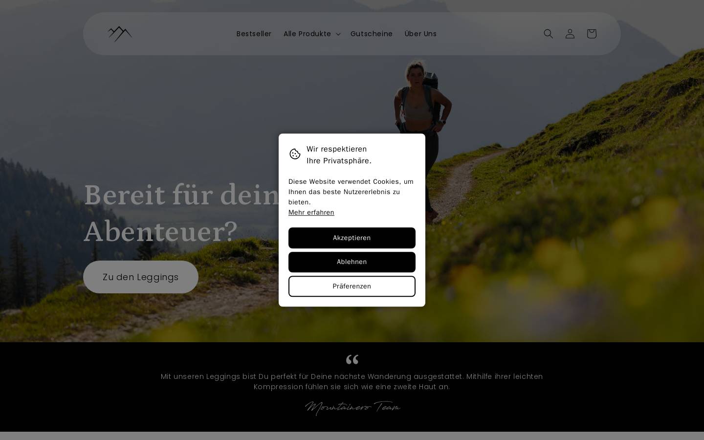 Mountainero homepage screenshot