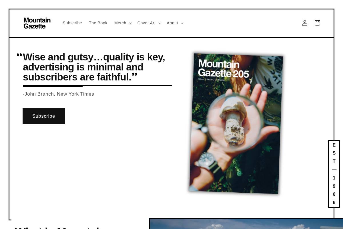 mountaingazette.com homepage screenshot