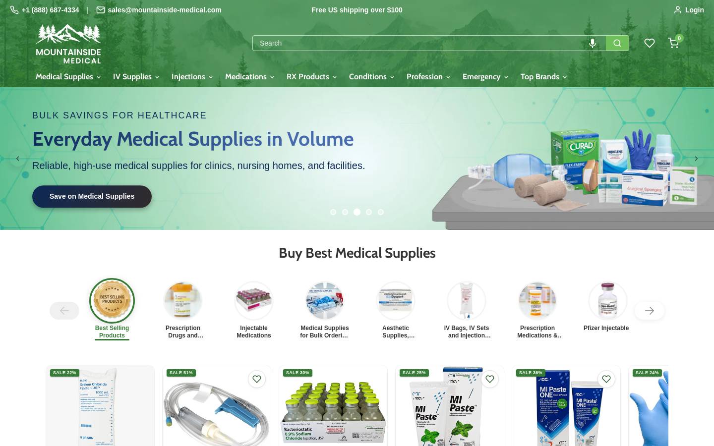 Mountainside Medical Equipment homepage screenshot