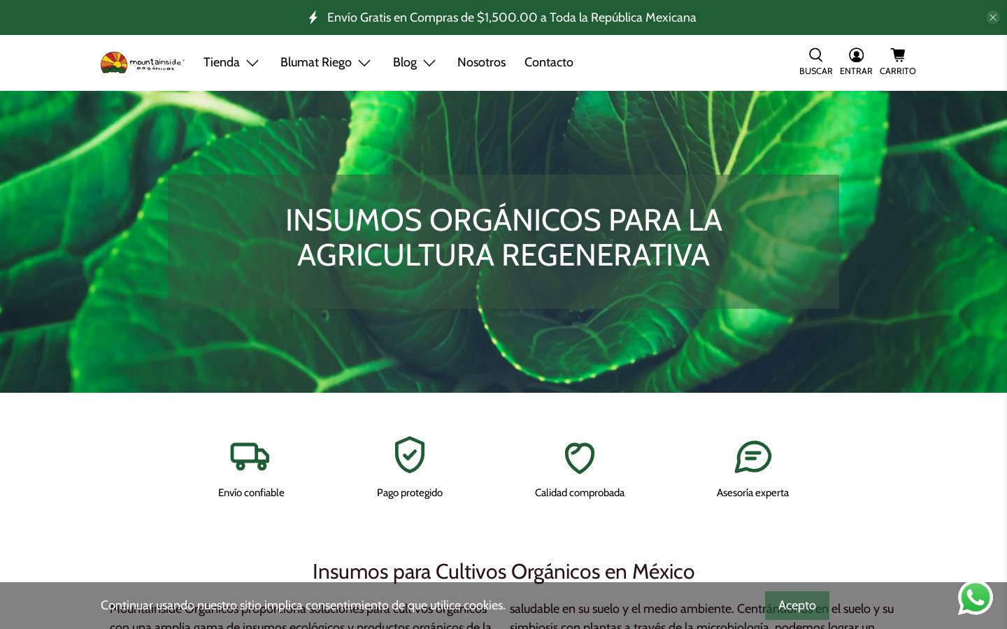 mountainsideorganicos.com homepage screenshot