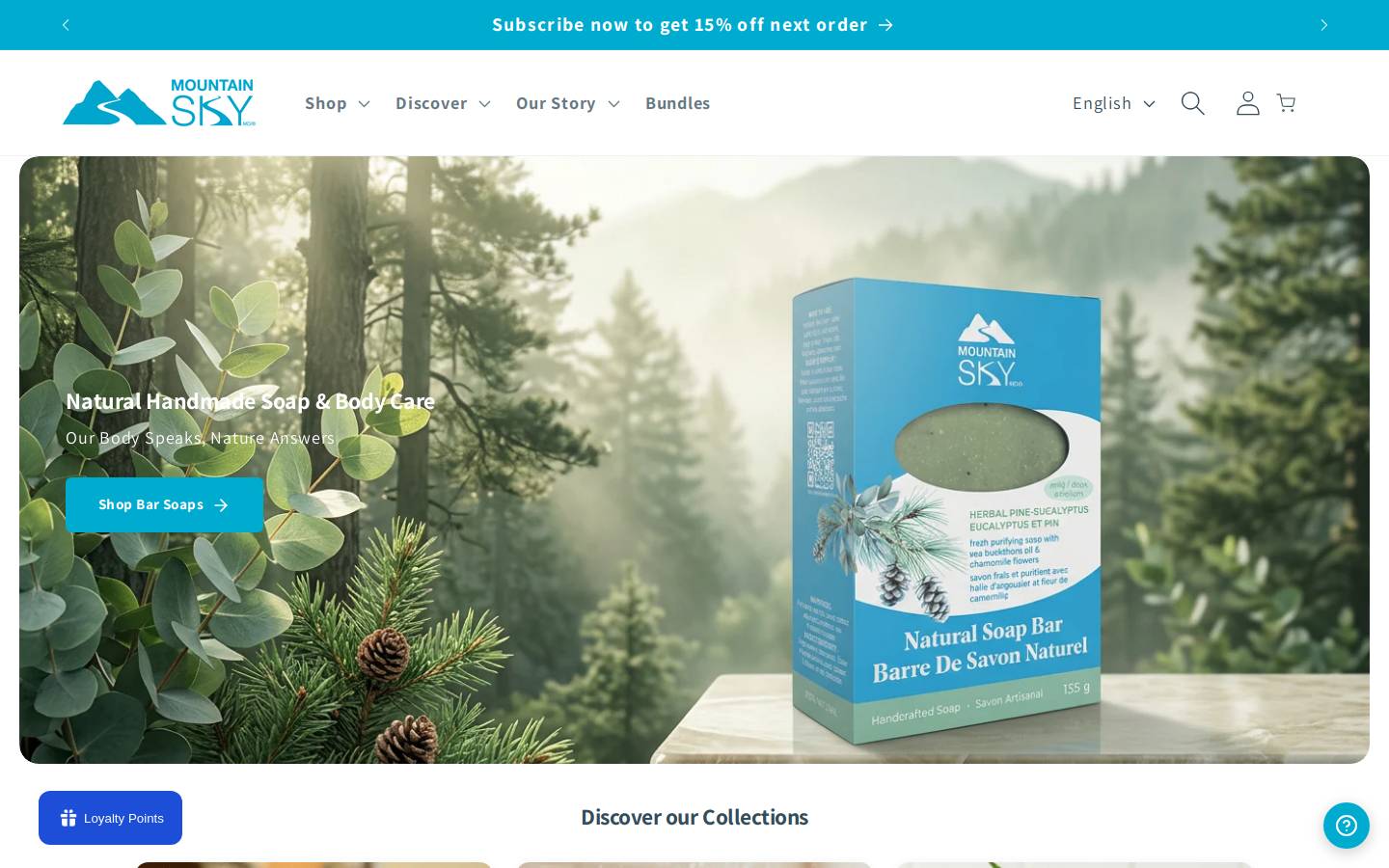 mountainskysoap.com homepage screenshot
