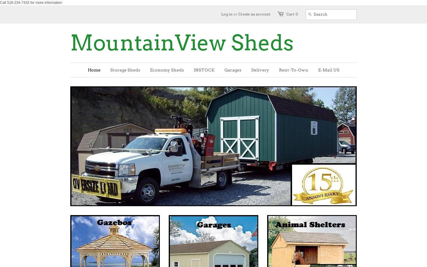 mountainviewsheds.com homepage screenshot