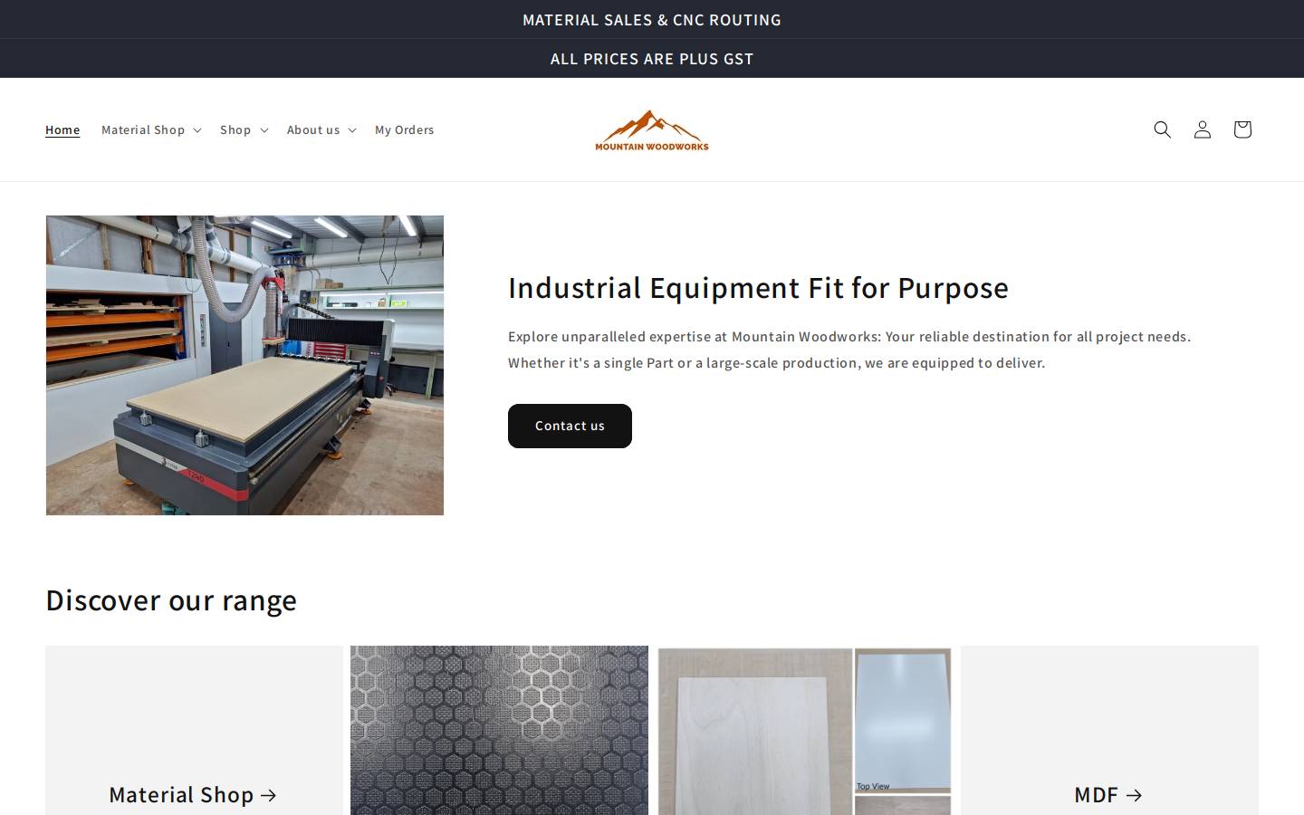 mountainwoodworks.com.au homepage screenshot