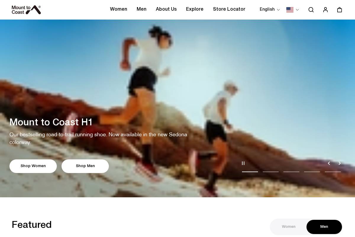 Mount to Coast homepage screenshot