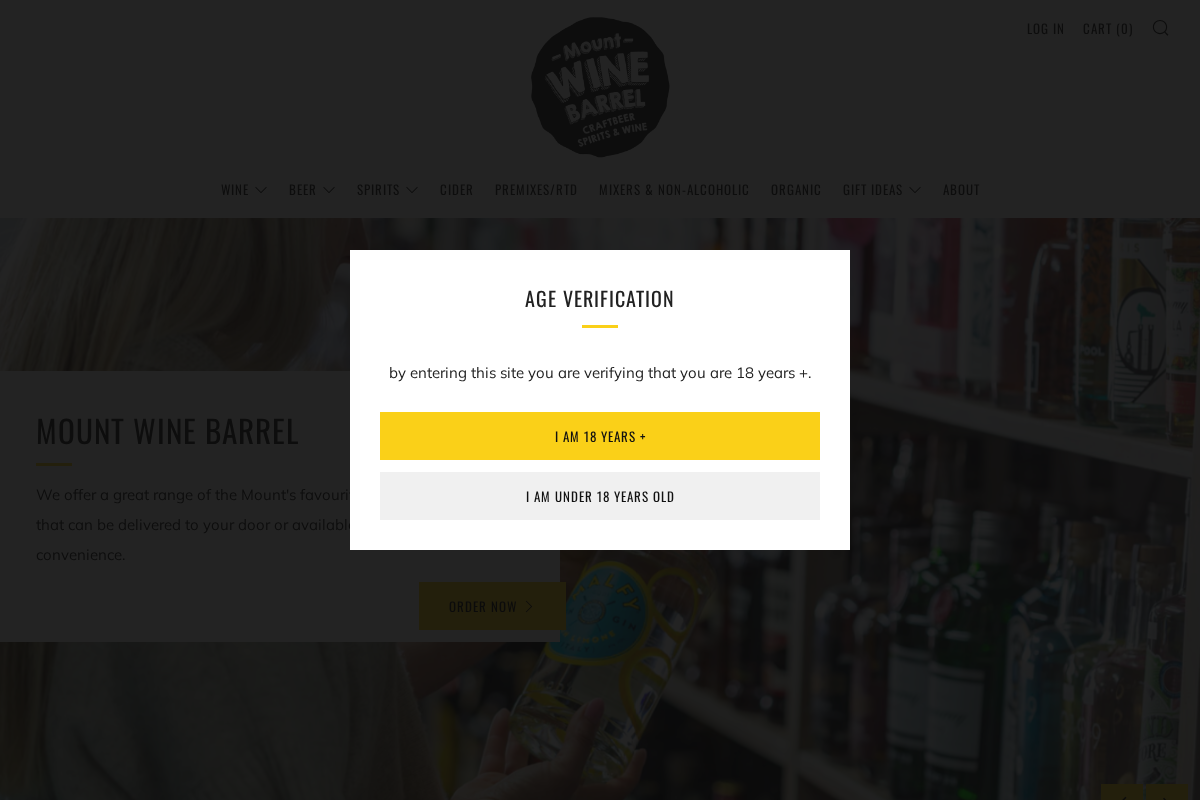 Mount Wine Barrel homepage screenshot