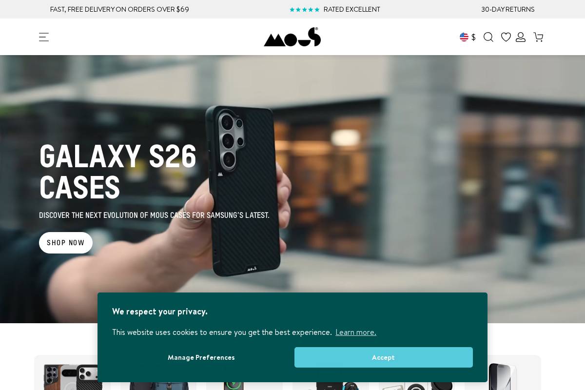 Mous homepage screenshot