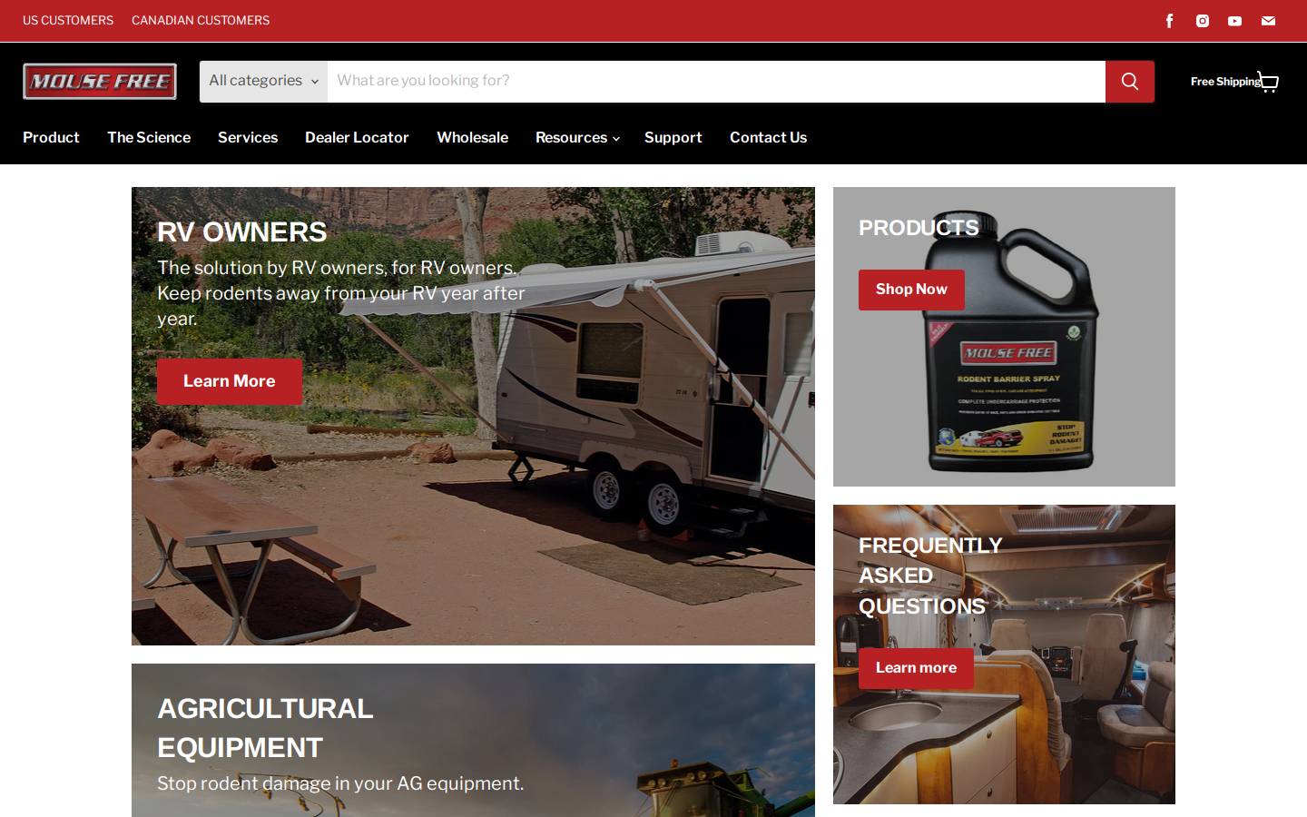 mousefree.co homepage screenshot