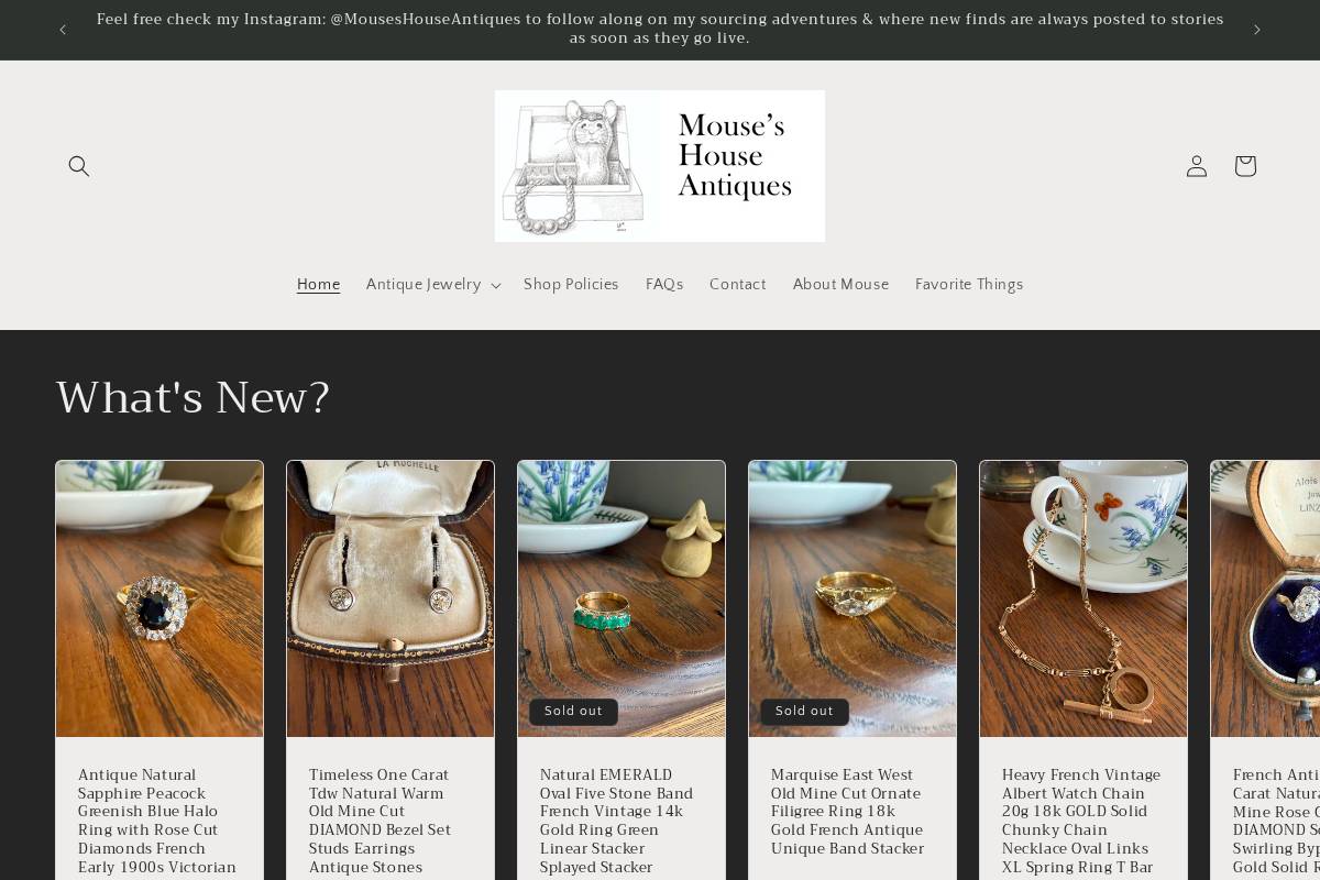 mouseshouseantiques.com homepage screenshot
