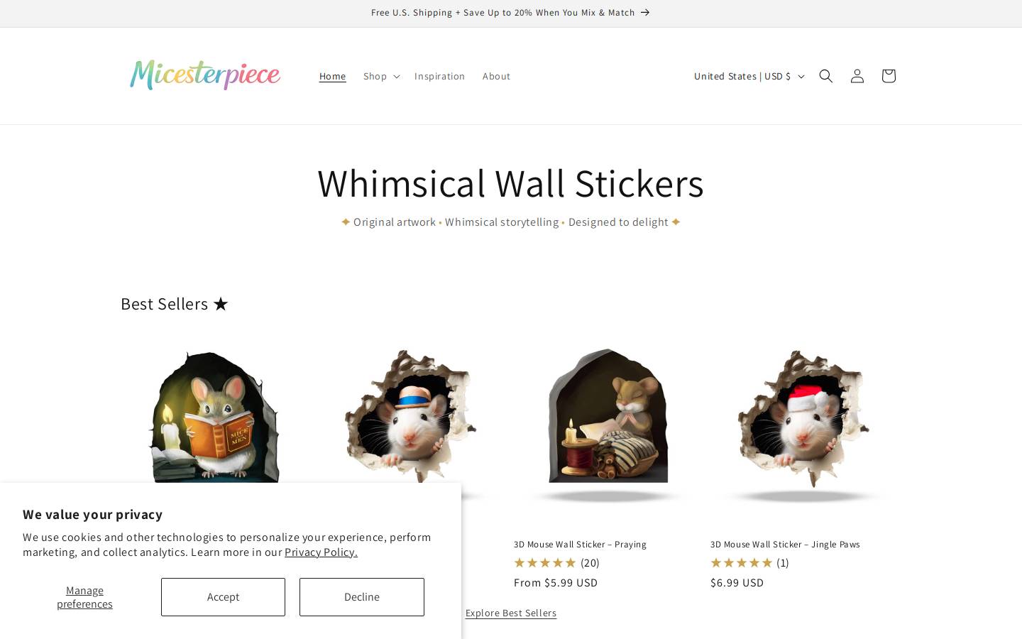 mousesticker.com homepage screenshot