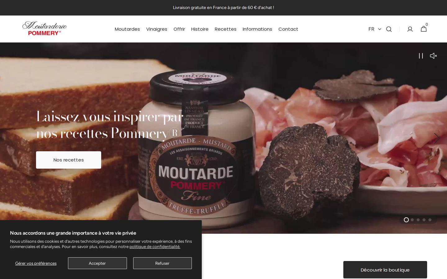 Moutarderie Pommery® homepage screenshot