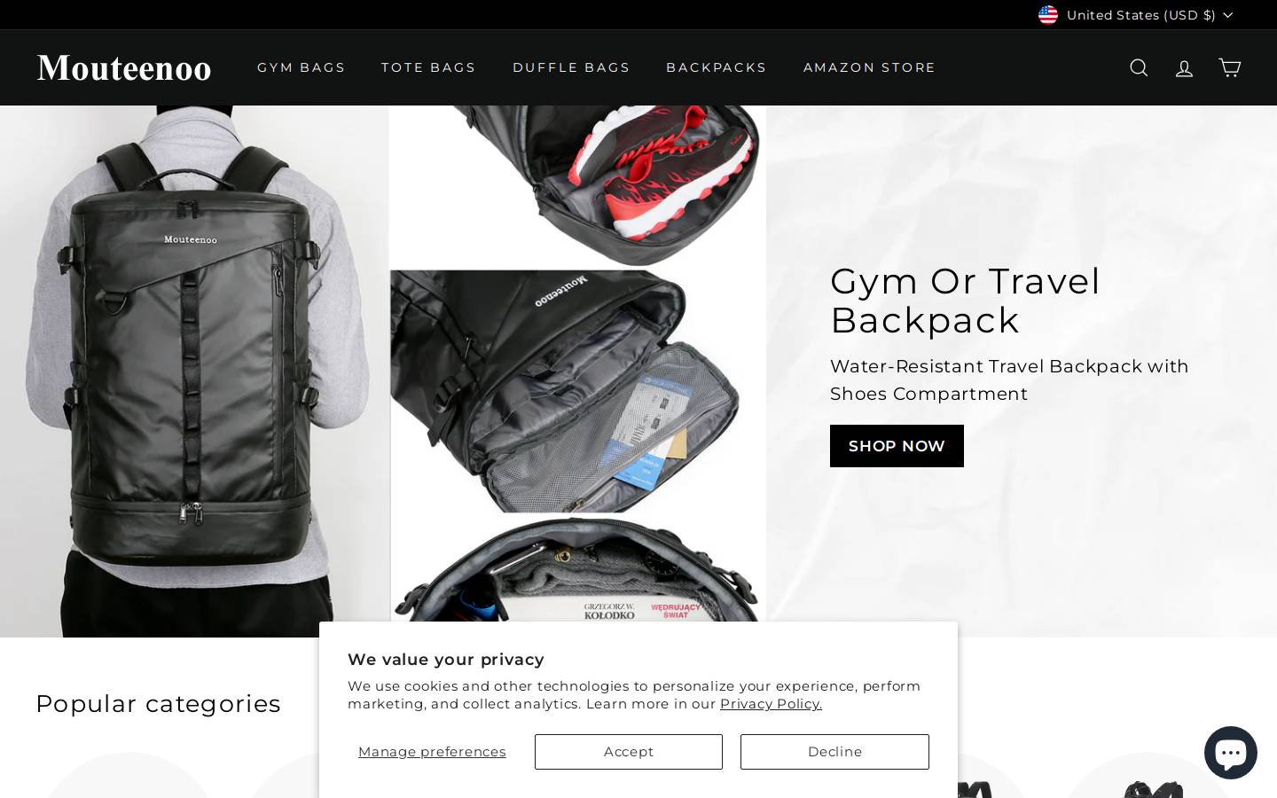 Mouteenoo homepage screenshot