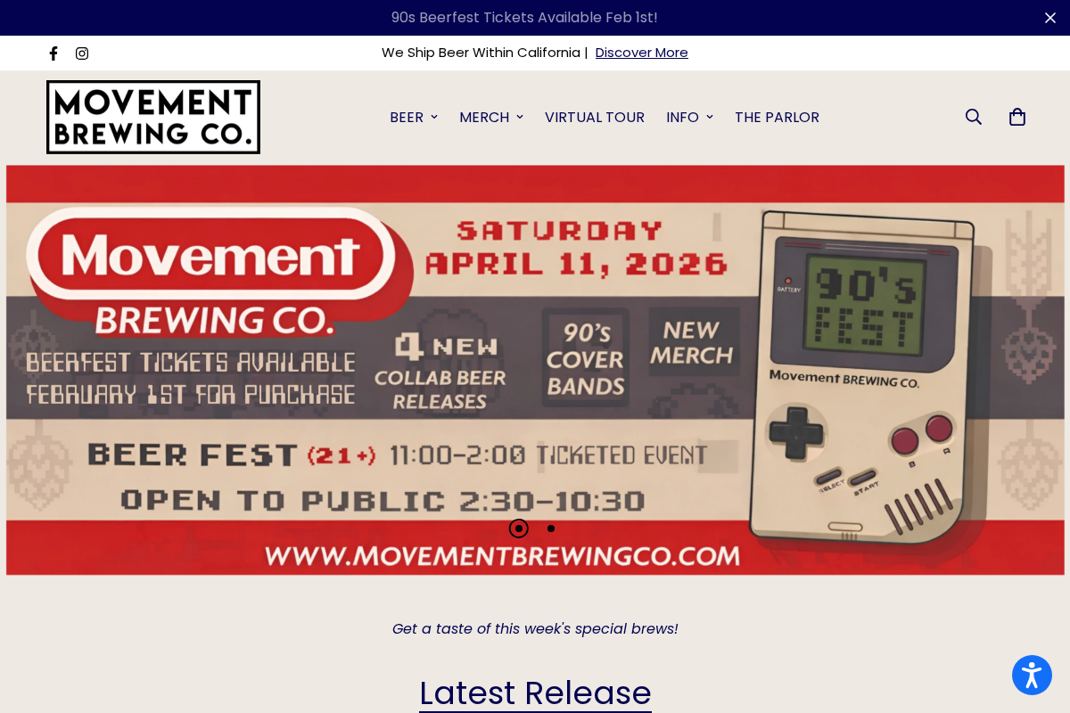 Movement Brewing Company homepage screenshot