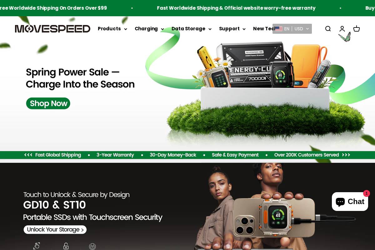 Movespeed homepage screenshot