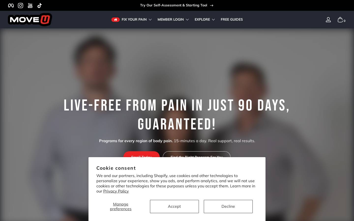 MoveU homepage screenshot