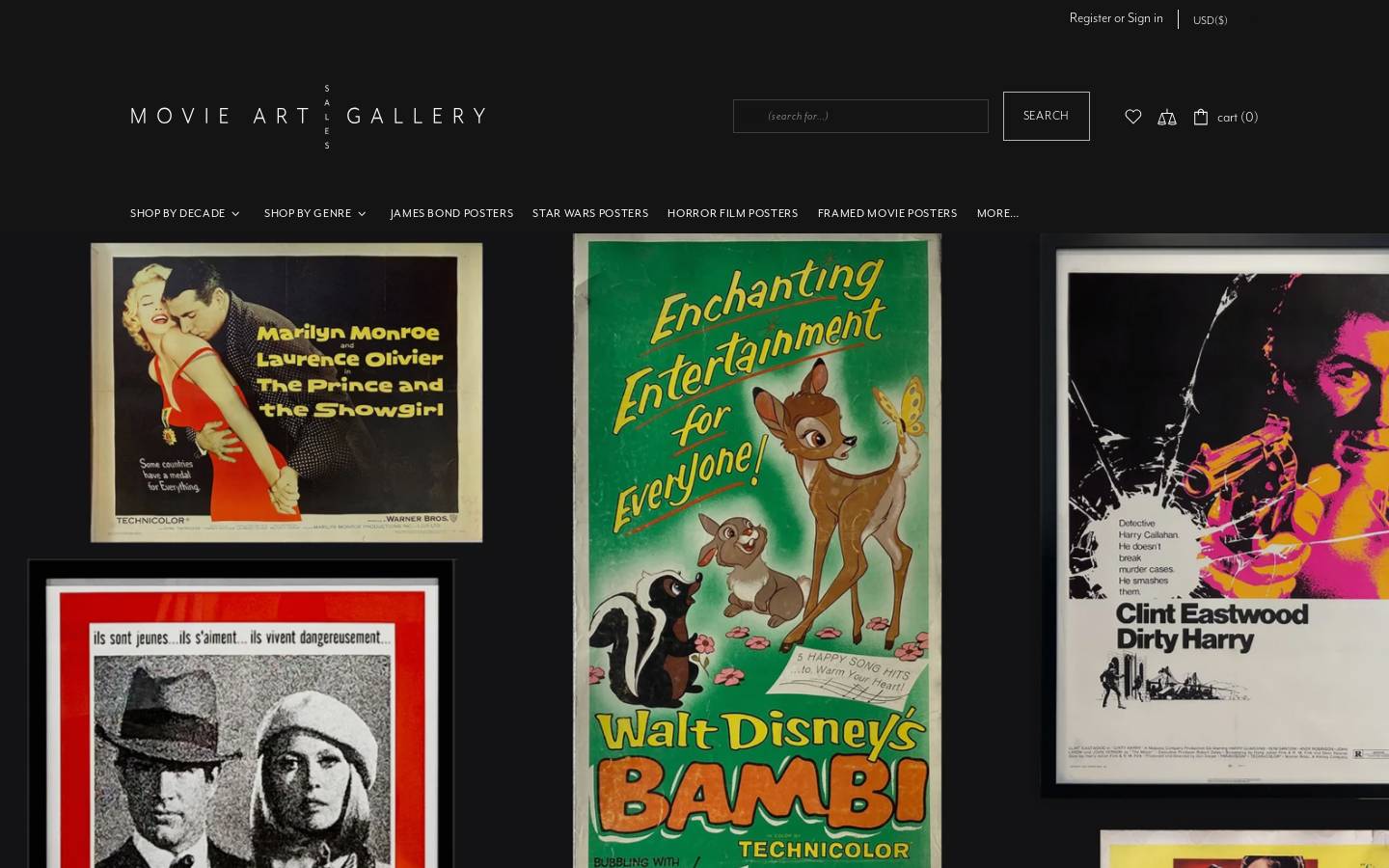movieartsales.com homepage screenshot