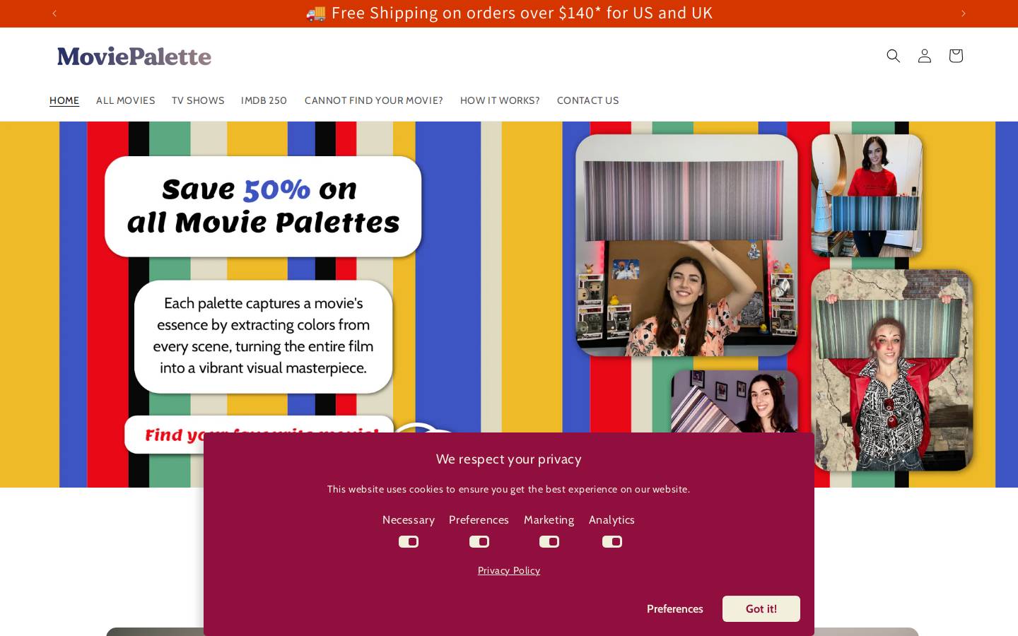 Movie Palette homepage screenshot