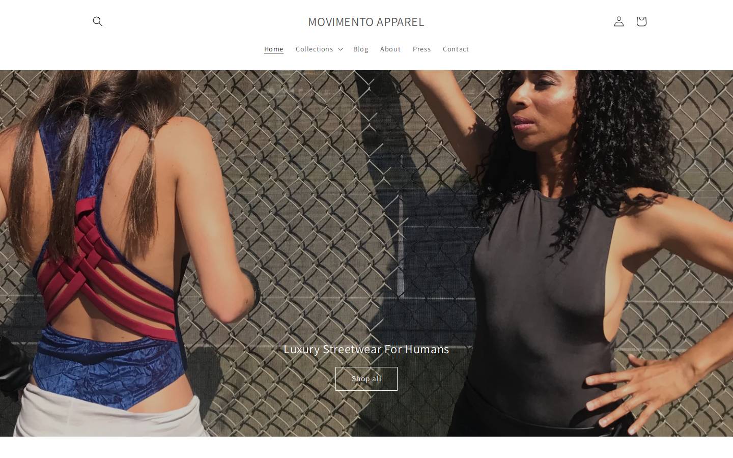 movimentoapparel.com homepage screenshot